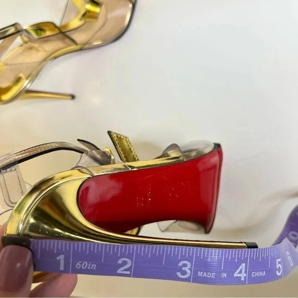 Christian Louboutin Alta Firma 100 gold CL heels size 36 - Picture 13 of 14